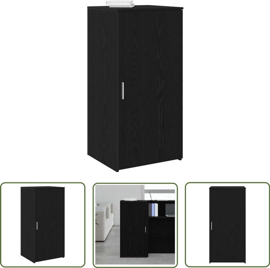 The Living Store Opbergkast 50x45x103 5 cm bewerkt hout zwart Opbergkast Houten Kast Zwarte Kast Dressoirkast Bureaublad Organizer