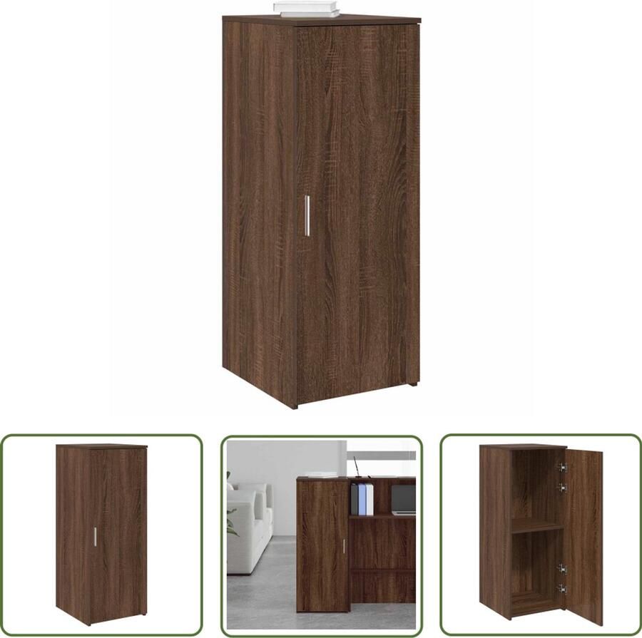 The Living Store Opbergkast 40x45x103 5 cm bewerkt hout bruin eikenkleurig Opslagkast Houten Kast Bruine Eiken Opbergruimte Bureaukast
