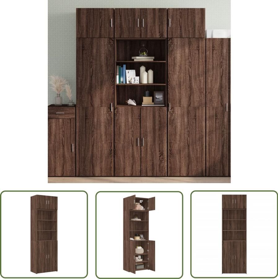 The Living Store Opbergkast 70x42 5x225 cm bewerkt hout bruin eikenkleurig Opslagkast Houten Kast Bruine Eiken Meubels Opbergruimte Multifunctioneel Meubel