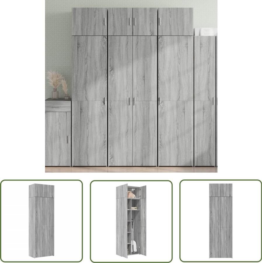 VidaXL Opbergkast 70x42 5x225 cm bewerkt hout grijs sonoma eikenkleur Opslagkast Houten Kast Grijze Kast Eiken Kleur Opbergruimte