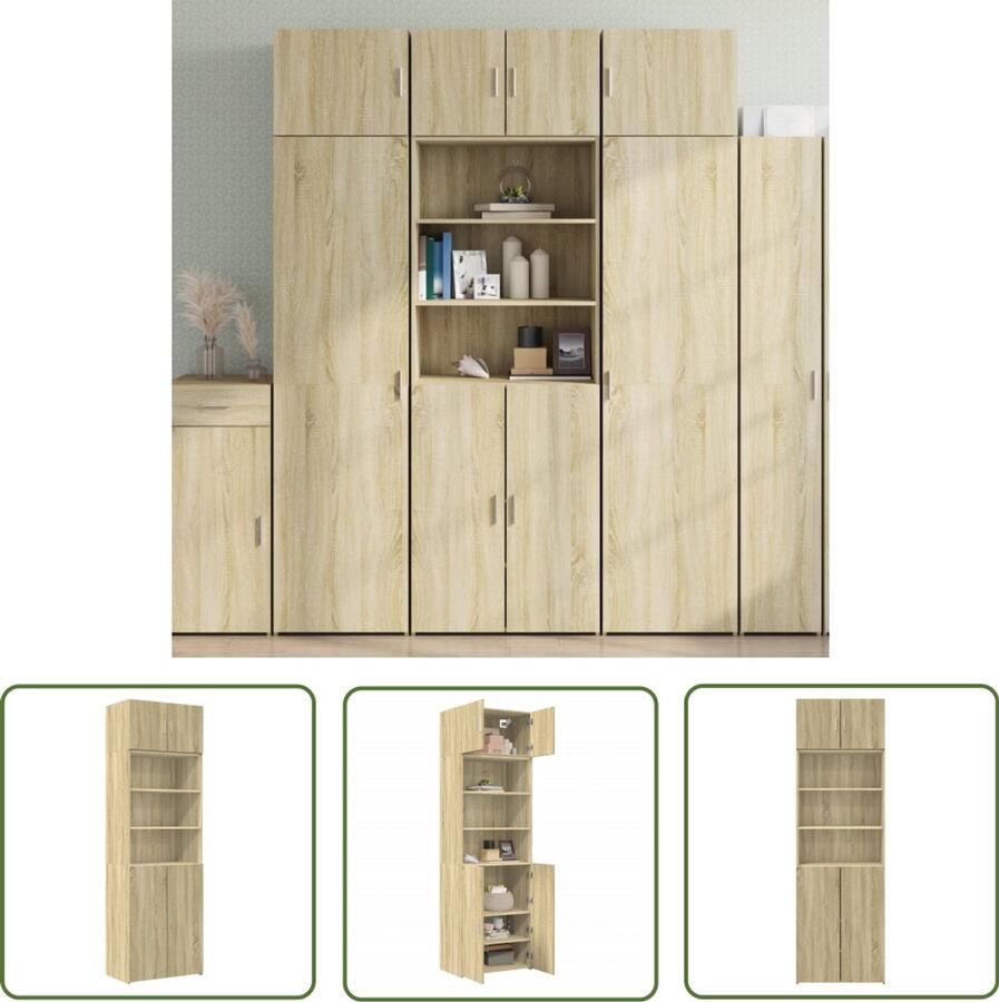 The Living Store Opbergkast 70x42 5x225 cm bewerkt hout sonoma eikenkleurig Opslagkast Houten Kast Opbergruimte Salontafel Woonaccessoires