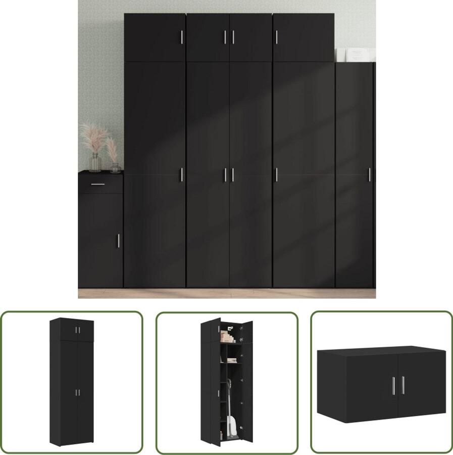 VidaXL Houten Kast Opslagkast Opbergkast 70x42 5x225 cm bewerkt hout zwart Opberger Bergruimte Woonkamer Kast