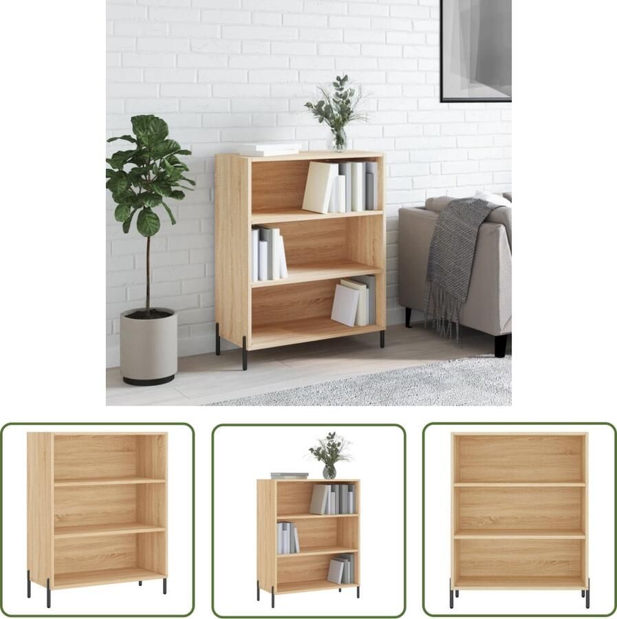 The Living Store Schappenkast 69 5x32 5x90 cm bewerkt hout sonoma eikenkleurig Schappenkast Houten Kast Woonaccessoires Salontafel Tv Tafel