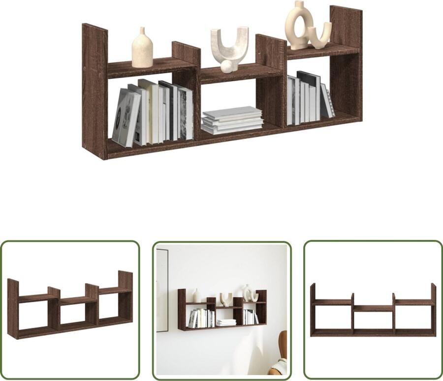 The Living Store Wandkast 100x18x40 cm bewerkt hout bruin eikenkleur Wandkast Houten Kast Bergruimte Opbergkast Zwevende Kast