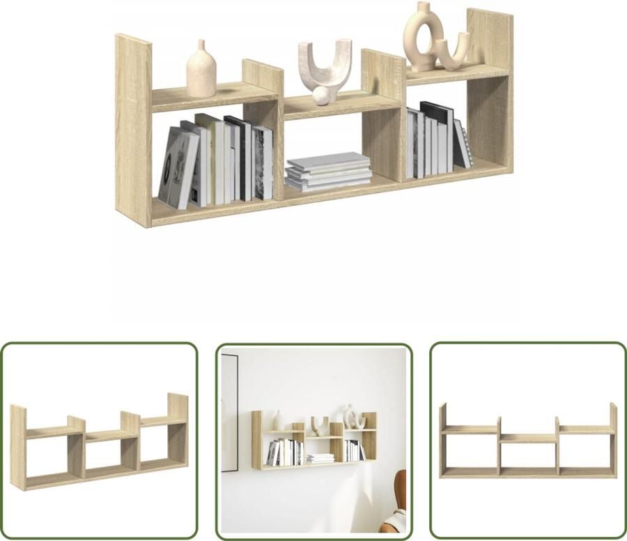 VidaXL Wandkast 100x18x40 cm bewerkt hout sonoma eikenkleurig Wandkast Houten Kast Opslagoplossing Sonoma Eiken Woonaccessoires