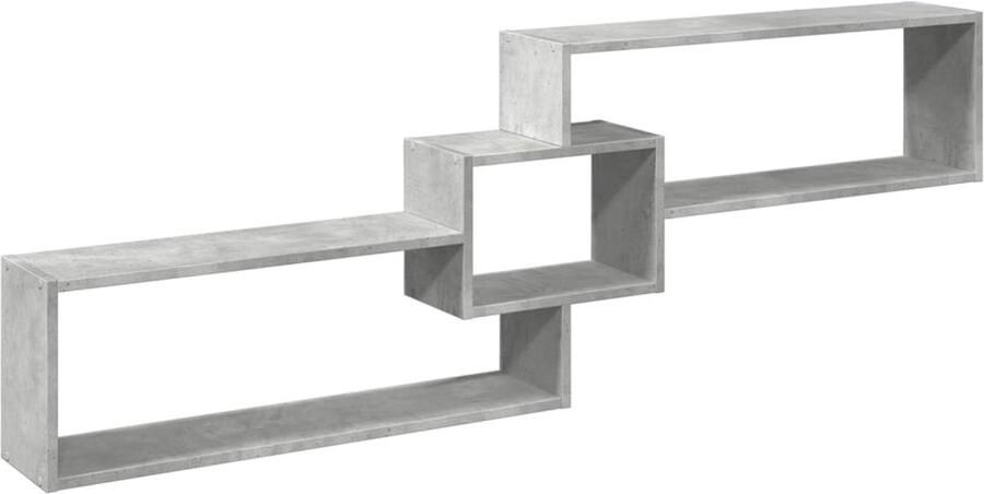 The Living Store Wandkast 158x18x53 cm bewerkt hout betongrijs Wandkast Houten Kast Bergruimte Opslagoplossing Minimalistisch