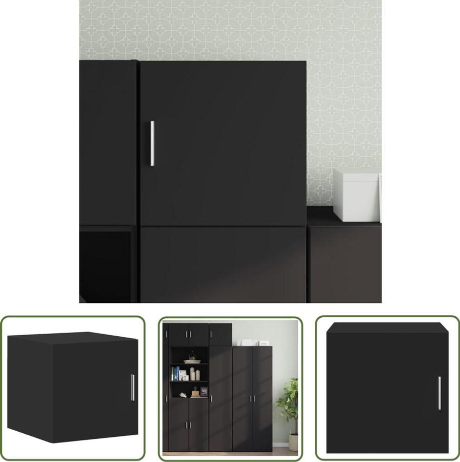 The Living Store Wandkast 40x42 5x40 cm bewerkt hout zwart Zwevende Kast Wandkast Houten Kast Opbergkast Zwarte Kast
