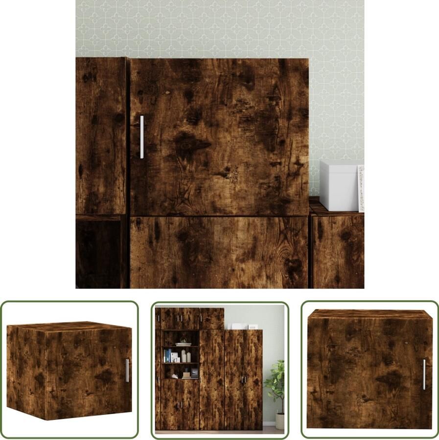 The Living Store Wandkast 45x42 5x40 cm bewerkt hout gerookt eikenkleurig Wandkast Houtsoort Bergruimte Design Woonaccessoires