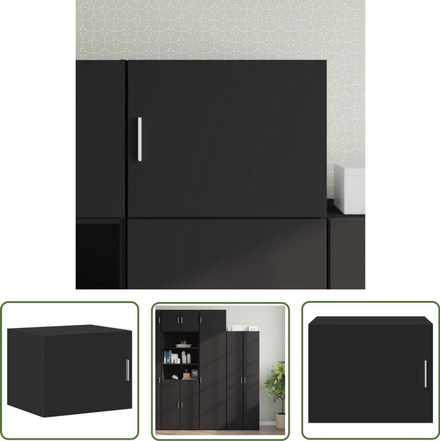 The Living Store Wandkast 50x42 5x40 cm bewerkt hout zwart Hangkast Wandkast Houten Kast Opbergkast Badkamermeubel