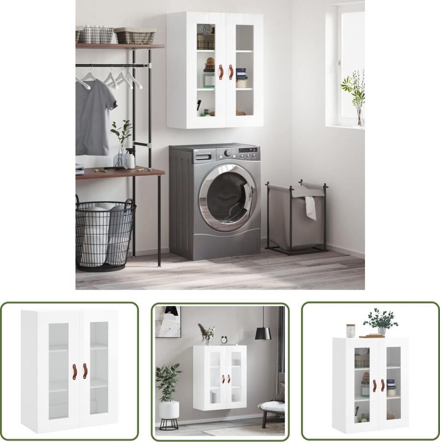 The Living Store Wandkast 69 5x34x90 cm hoogglans wit Wandkast Hangkast Opslagoplossing Keukenopslag Badkamerkast