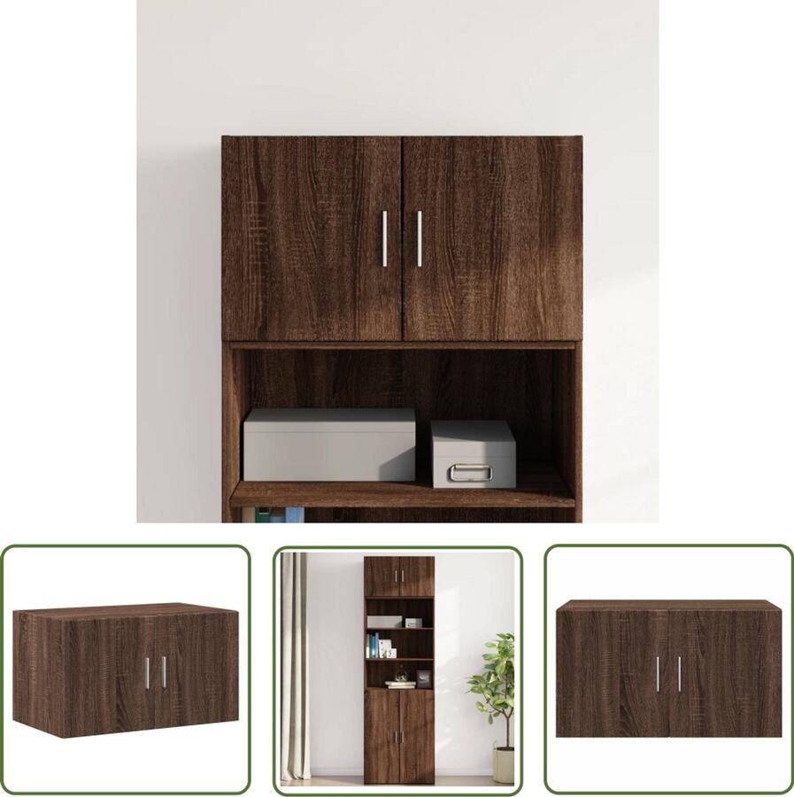 The Living Store Wandkast 70x42 5x40 cm bewerkt hout bruin eikenkleur Hangkast Wandkast Opbergkast Houten Kast Bruine Eiken Kleur
