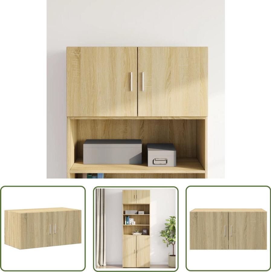 VidaXL Wandkast 80x42 5x40 cm bewerkt hout sonoma eikenkleurig Wandkast Houten Kast Sonoma Eiken Opbergkast Badkamerkast