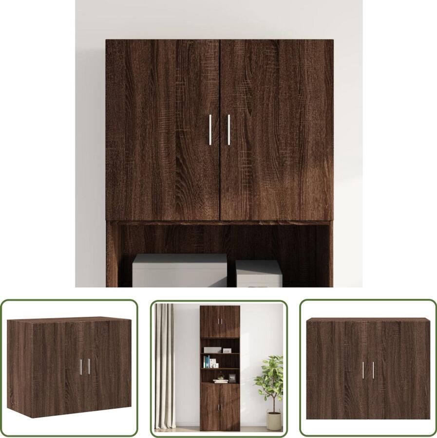 The Living Store Wandkast 80x42 5x64 cm bewerkt hout bruin eikenkleur Hangkast Wandkast Opbergkast Houten Kast Bruine Eiken Kleur