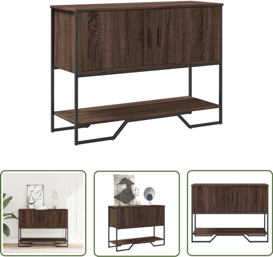 VidaXL Wandtafel 100x35x74 5 cm bewerkt hout bruin eikenkleurig Wandtafel Houten Kast Opbergkast Salontafel Vintage Meubel