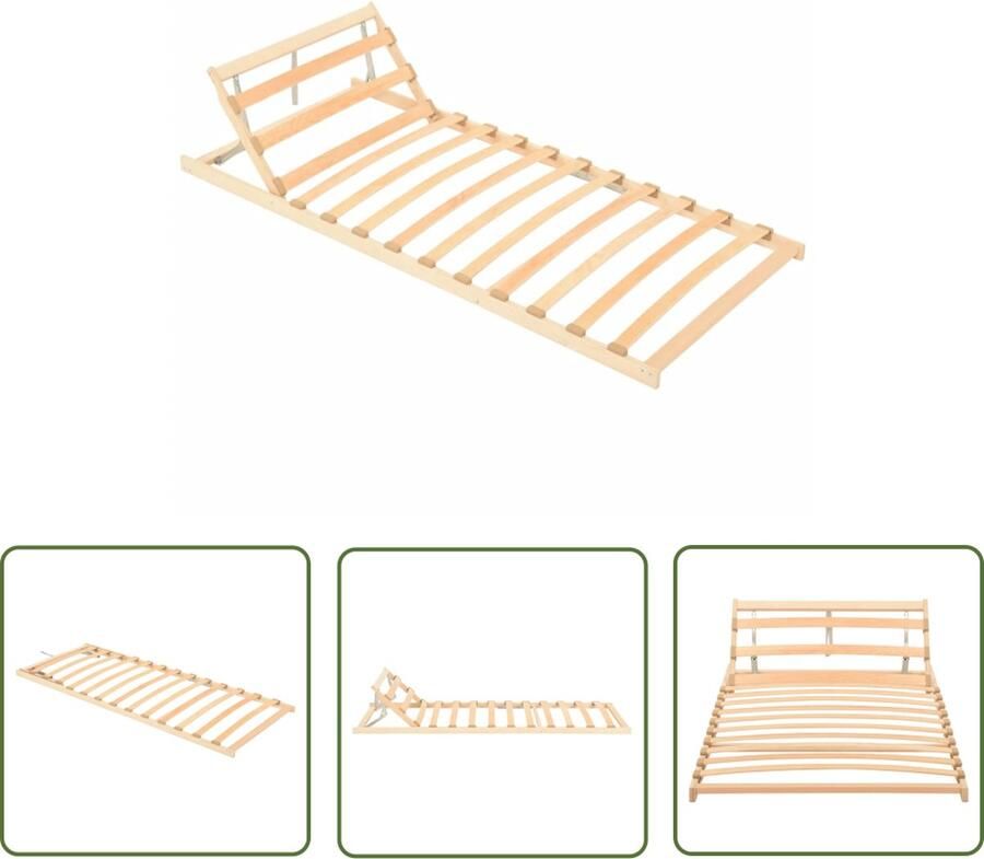 The Living Store Lattenbodem met 13 latten en verstelbaar hoofdeinde 70x200 cm Lattenbodem Houten Lattenbodem Tweepersoons Bed Verstelbaar Hoofdeinde Bedbodem