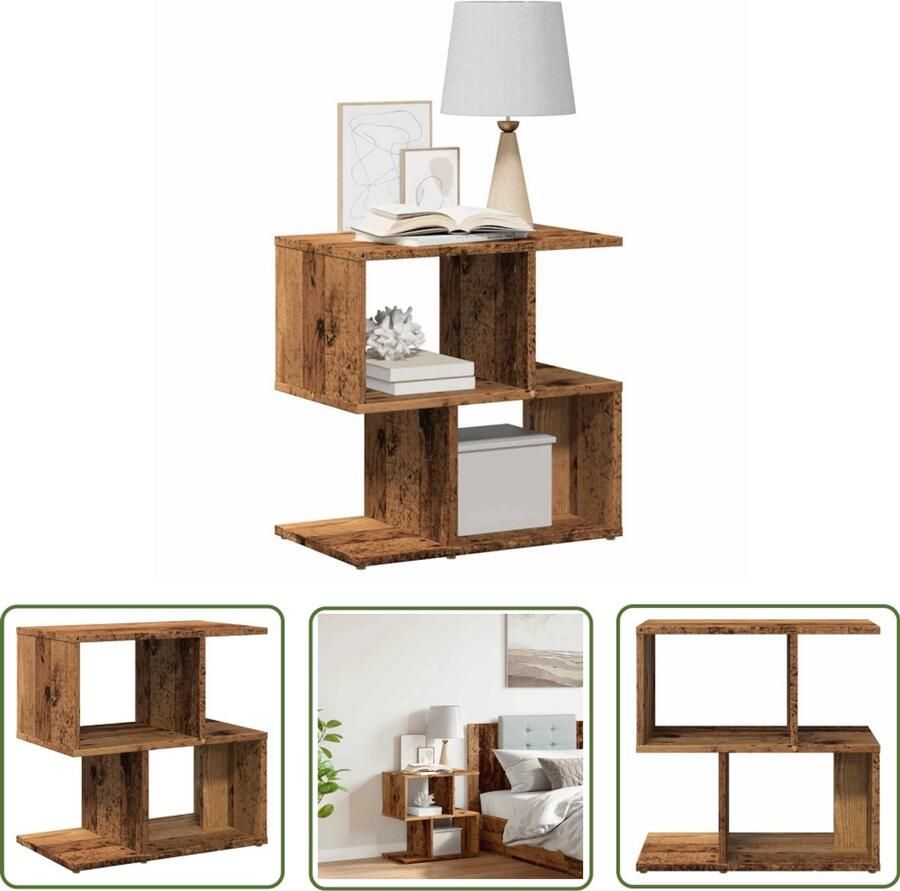 The Living Store Nachtkastje 50x30x51 5 cm bewerkt hout oud houtkleurig Nachtkastje Houten Nachtkastje Vintage Nachtkastje Slaapkamer Meubilair Opbergkast