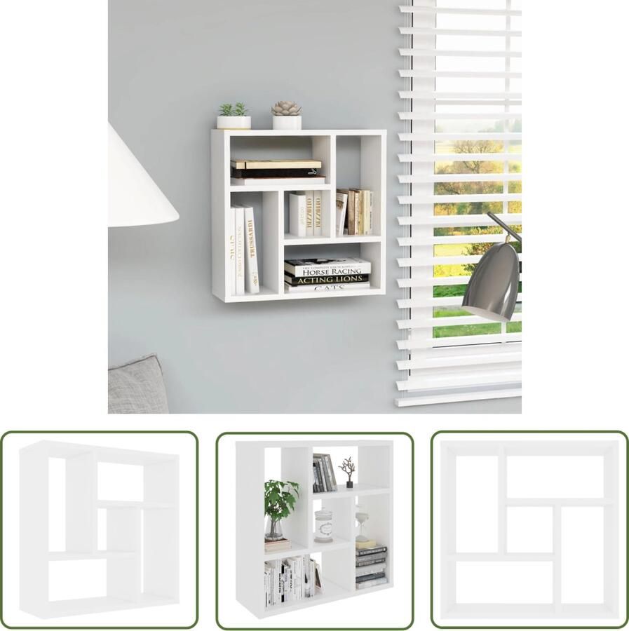 The Living Store Wandschap 45 1x16x45 1 cm bewerkt hout wit Wandplank Opbergkast Wit Kastje Spaanplaat Plank Moderne Wanddecoratie