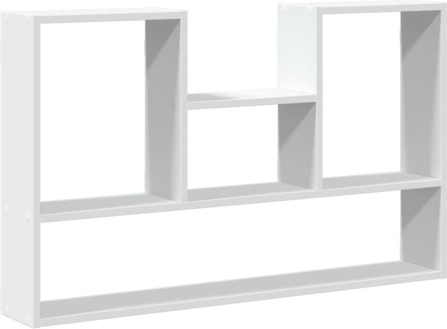 The Living Store Wandschap 99x15x60 cm bewerkt hout wit Wandplank Opbergplanken Houten Plank Muurkastje Minimalistisch Design