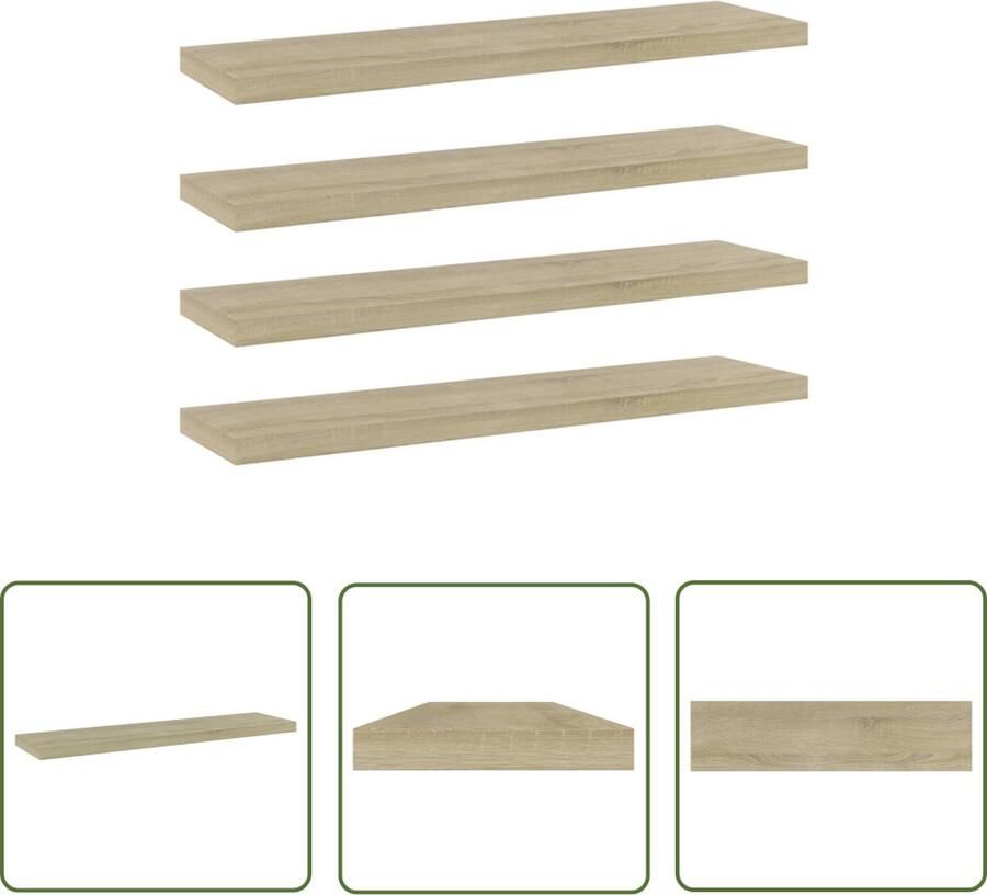 The Living Store Wandschappen 4 st 40x10x1 5 cm bewerkt hout sonoma eikenkleurig Wandplanken Houten Planken Badkamer Accessoires Keukenaccessoires Opbergruimte
