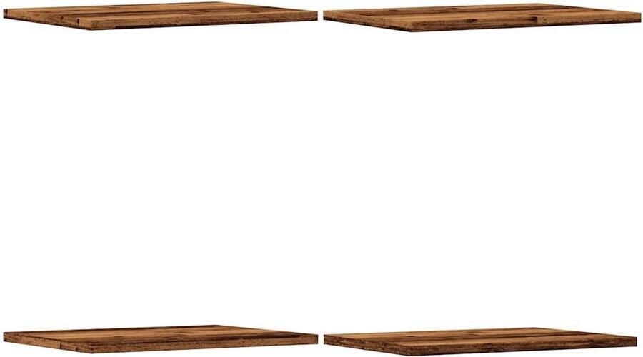 The Living Store Wandschappen 4 st 40x30x1 5 cm bewerkt hout oud houtkleurig Wandplanken Houten Plankjes Opslagoplossing Muurschrank Minimalistisch Wonen