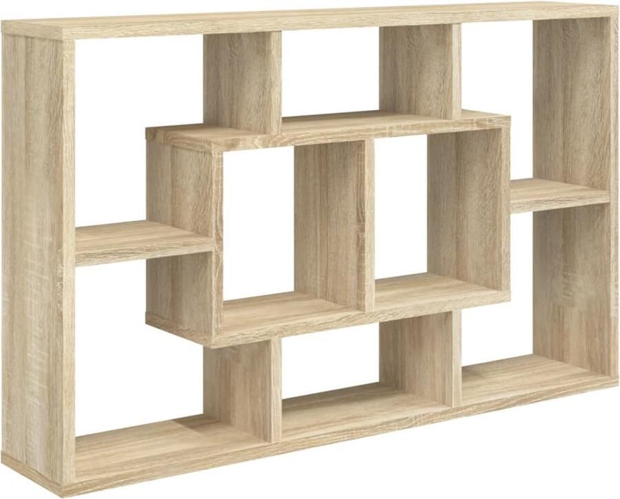 The Living Store Wandschap 85x16x52 5 cm bewerkt hout sonoma eikenkleurig Wandplankje Houten Plank Opslagmogelijkheden Woonaccessoires Salontafel