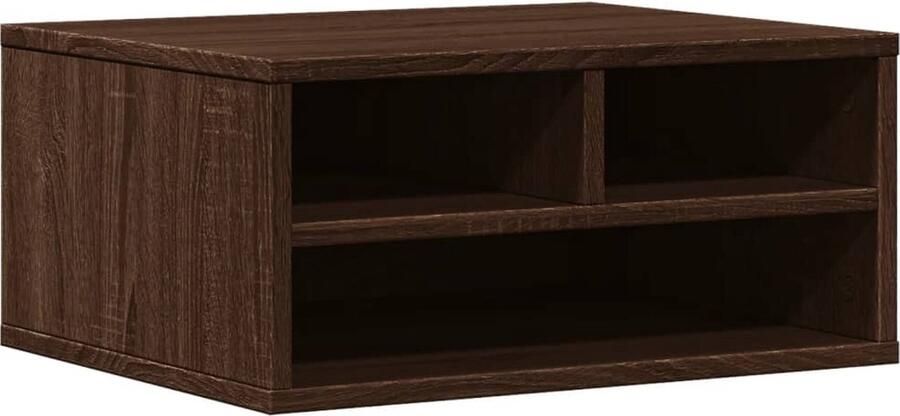 The Living Store Printerkastje 49x40x22 5 cm bewerkt hout bruin eikenkleurig Printerstandaard Printer Kast Bureau Organizer Houten Tafel Computer Accessoires