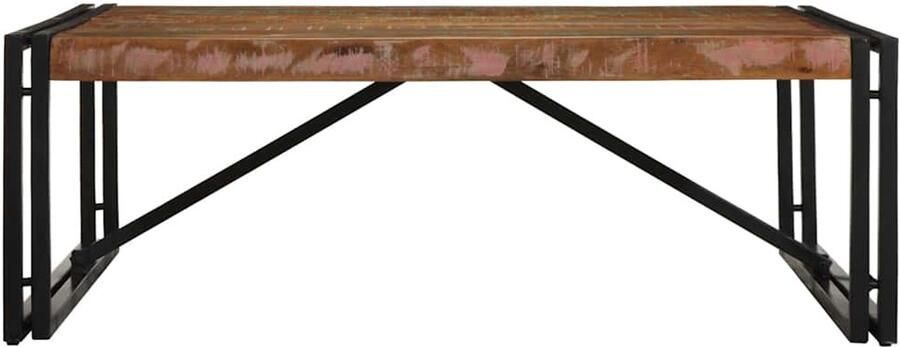 The Living Store Salontafel 100x100x35 cm massief gerecycled hout meerkleurig Salontafel Houten Salontafel Industrieel Meubilair Vintage Salontafel Multifunctioneel Bureau