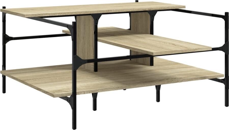 The Living Store Salontafel 100x100x48 5 cm bewerkt hout sonoma eikenkleurig Salontafel Houten Salontafel Eiken Salontafel Moderne Salontafel Bijzettafel