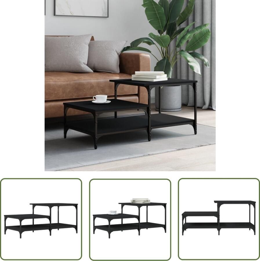 The Living Store Salontafel bewerkt hout 100 x 50.5 x 45 cm zwart Salontafel Houten Salontafel Zwarte Salontafel Modern Salontafel Tv Tafeltje