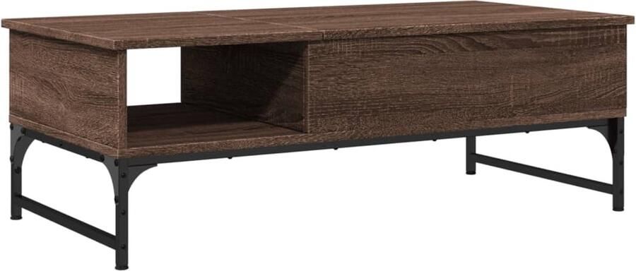 VidaXL Salontafel 100x50x35 cm bewerkt hout en metaal bruin eikenkleur Salontafel Houten Salontafel Metalen Salontafel Bruine Salontafel Eikenhouten Salontafel