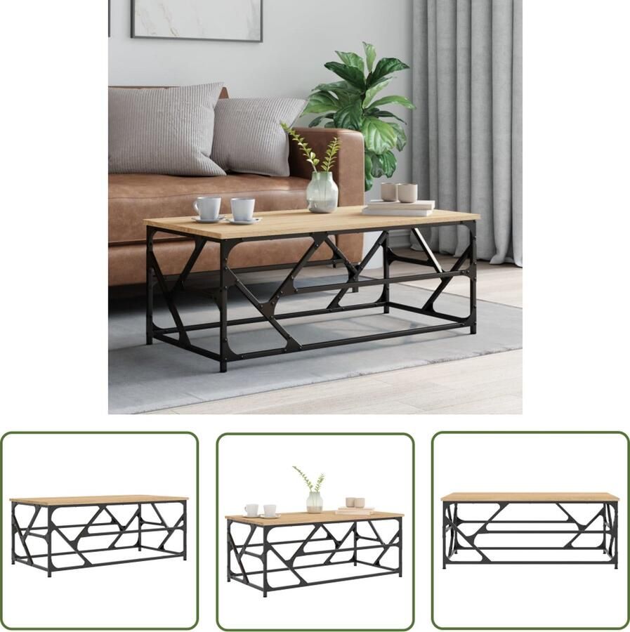 The Living Store Salontafel Sonoma Eiken 100 x 50 x 40 cm Duurzaam hout metaal Salontafel Houten Salontafel Eiken Salontafel Bruine Salontafel Design Salontafel - Foto 2