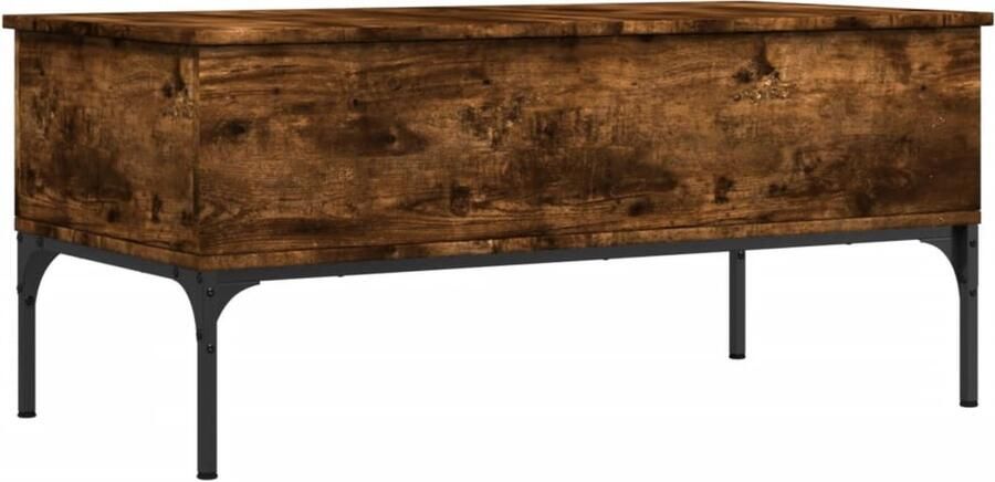 VidaXL Salontafel 100x50x45 cm bewerkt hout en metaal gerookt eiken Salontafel Houten Salontafel Bruine Salontafel Vintage Salontafel Industrieel Salontafel