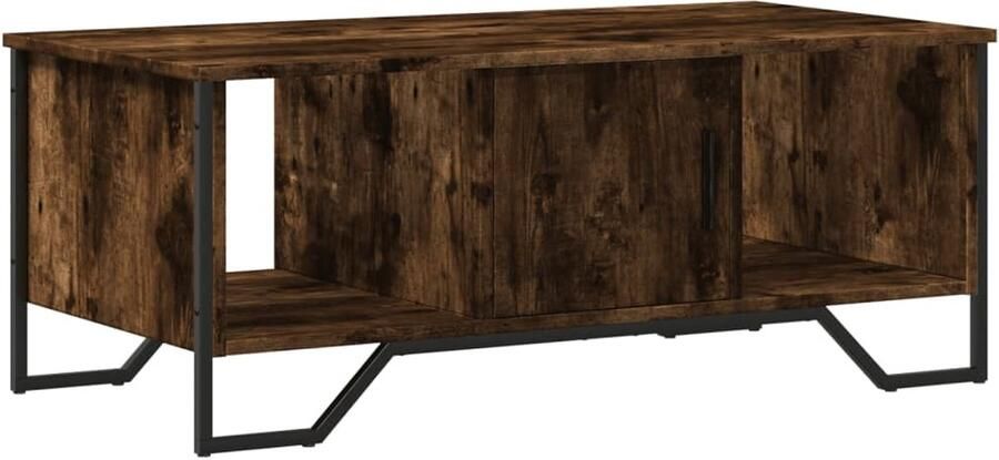 The Living Store Salontafel 100x51x40 cm bewerkt hout gerookt eikenkleurig Salontafel Koffietafel Houten Salontafel Design Salontafel Rustieke Salontafel