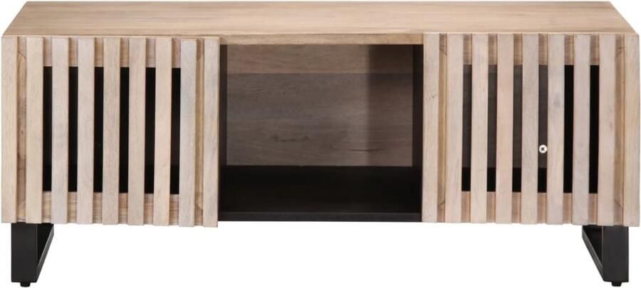 The Living Store Salontafel 100x55x40 cm massief mangohout wit Salontafel Houten Salontafel Mango Wood Furniture Witte Salontafel Tv Tafeltje