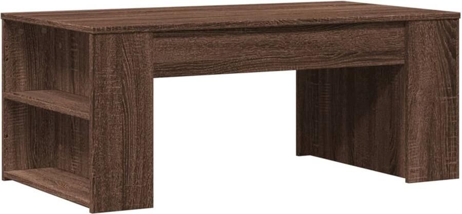 The Living Store Salontafel 102x55x42 cm bewerkt hout bruin eikenkleur Salontafel Houten Salontafel Eikenhouten Salontafel Bruine Salontafel Lage Tafel