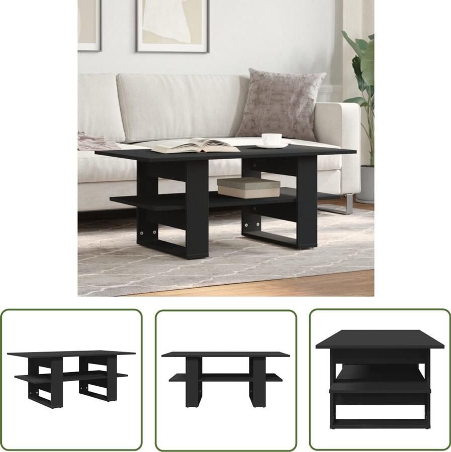 VidaXL Salontafel 102x55x42 cm bewerkt hout zwart Salontafel Houten Salontafel Zwarte Salontafel Bewerkt Hout Living Room Furniture