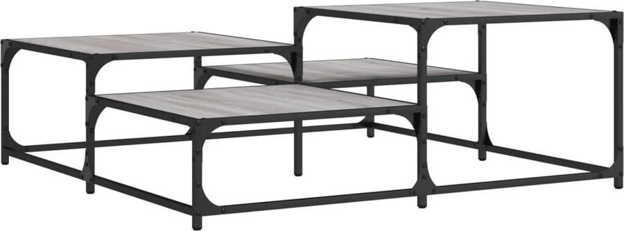 The Living Store Salontafel 107x107x40 cm bewerkt hout grijs sonoma eikenkleurig Salontafel Industrieel Houten Salontafel Grijze Salontafel Tv Tafellaar