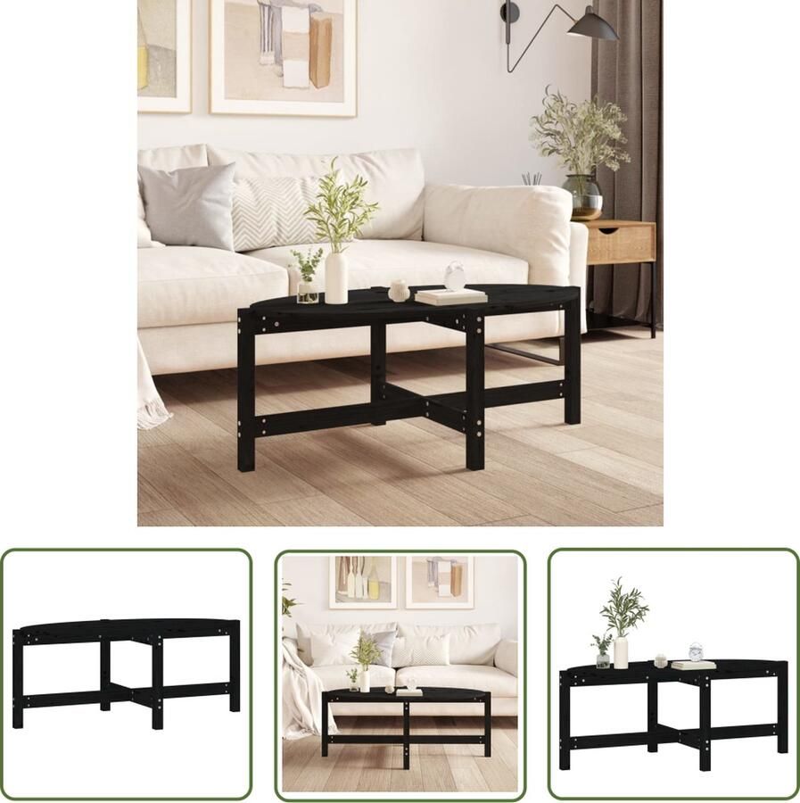 The Living Store Salontafel Grenenhout 118 x 63 x 45 cm Elegant en stevig Salontafel Houten Salontafel Grenenhouten Salontafel Zwarte Salontafel Elegante Salontafel - Foto 2