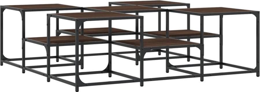 VidaXL Salontafel 121x121x40 cm bewerkt hout bruin eikenkleur Salontafel Houten Salontafel Eikenhouten Salontafel Salontafels Bruin Living Room Furniture