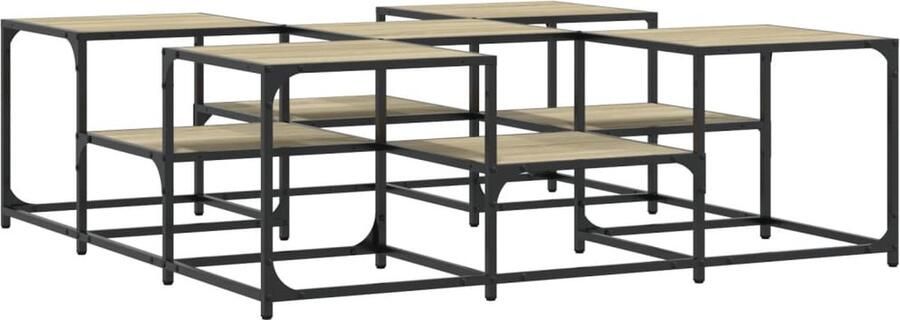 VidaXL Salontafel 121x121x40 cm sonoma eiken Salontafel Industrieel Houten Salontafel Sonomapine Salontafels
