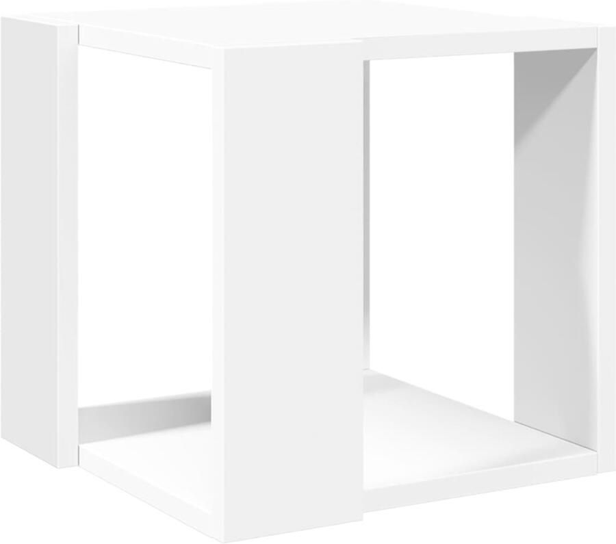 The Living Store Salontafel 32x32x30 cm bewerkt hout wit Salontafel Bijzettafel Houten Salontafel Wit Meubel Woonkamer Accessoires - Foto 2