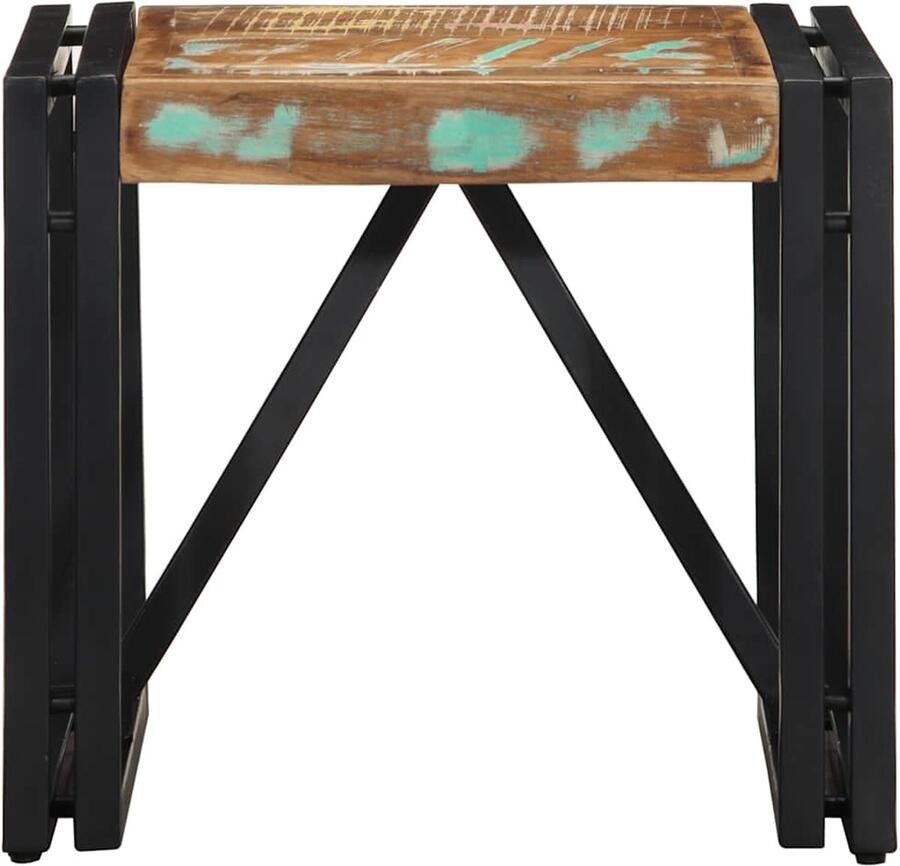 The Living Store Salontafel 40x40x35 cm massief gerecycled hout meerkleurig Salontafel Houten Salontafel Vintage Salontafel Industrieel Meubilair Multifunctionele Tafel