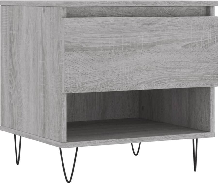 The Living Store Salontafel 50x46x50 cm bewerkt hout grijs sonoma eikenkleurig Salontafel Houten Salontafel Grijze Salontafel Bijzettafel Tv Tafeltje