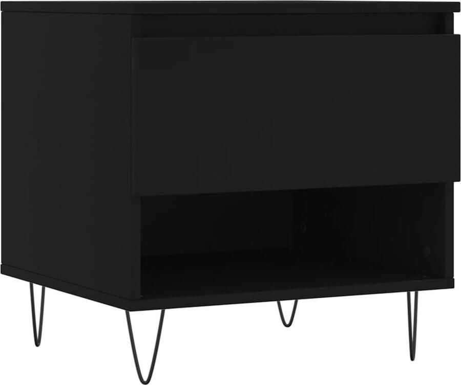 The Living Store Salontafel 50x46x50 cm bewerkt hout zwart Salontafel Bijzettafel Houten Salontafel Zwarte Salontafel Trendige Salontafel