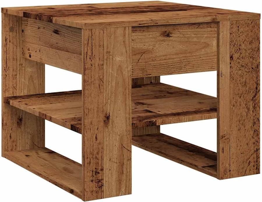 VidaXL Salontafel 55 5x55x45 cm bewerkt hout oud houtkleurig