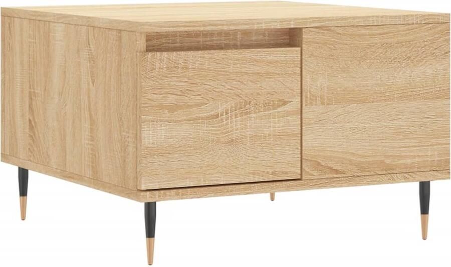 The Living Store Salontafel 55x55x36 5 cm bewerkt hout sonoma eikenkleurig Salontafel Houten Salontafel Eiken Salontafel Met Lade Kleine Salontafel