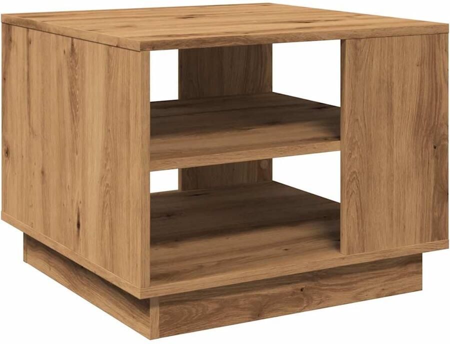 VidaXL Salontafel 55x55x42 cm bewerkt hout artisanaal eikenkleurig Salontafel Houten Salontafel Eiken Kleurige Salontafel Salontafels Living Room Furniture