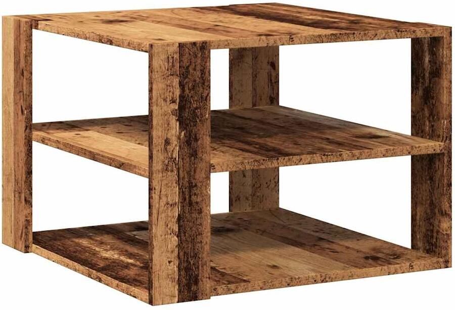 The Living Store Salontafel 58x58x40 cm bewerkt hout oud houtkleurig Salontafel Bijzettafel Houten Tafel Oude Houtsoort Vintage Meubels