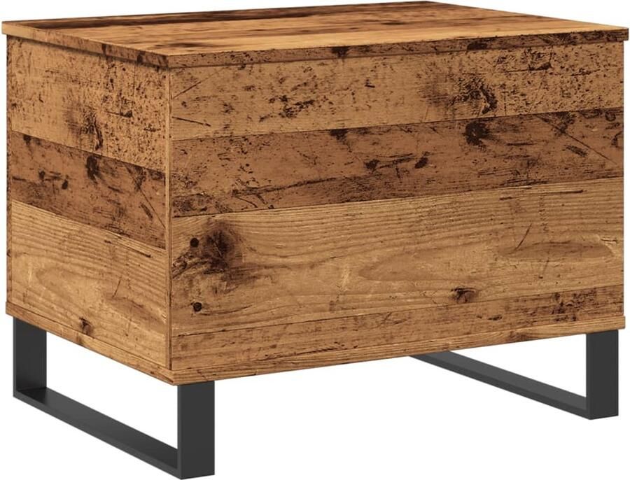 The Living Store Salontafel 60x44 5x45 cm bewerkt hout oud houtkleurig Salontafel Houten Salontafel Bijzettafel Woonkamer Meubilair Industrieel Design