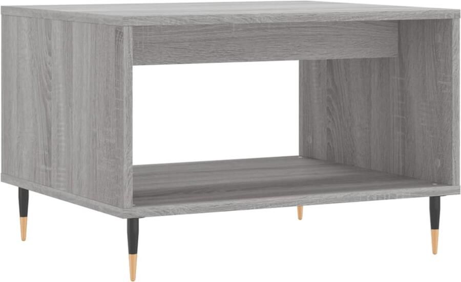 The Living Store Salontafel 60x50x40 cm bewerkt hout grijs sonoma eikenkleurig Salontafel Trendy Salontafel Houten Salontafel Grijze Salontafel Met Metalen Poten
